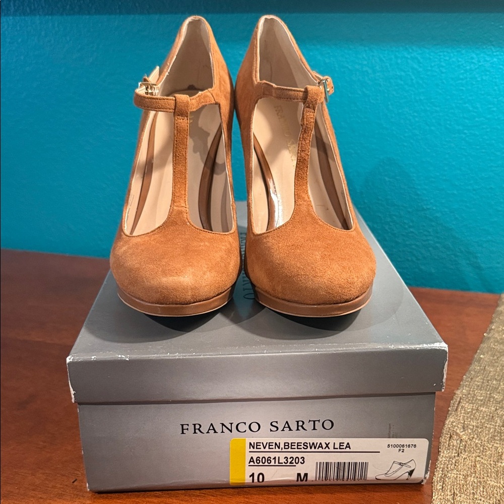🚨 Franco Sarto Women's Beeswax T-Strap Heels